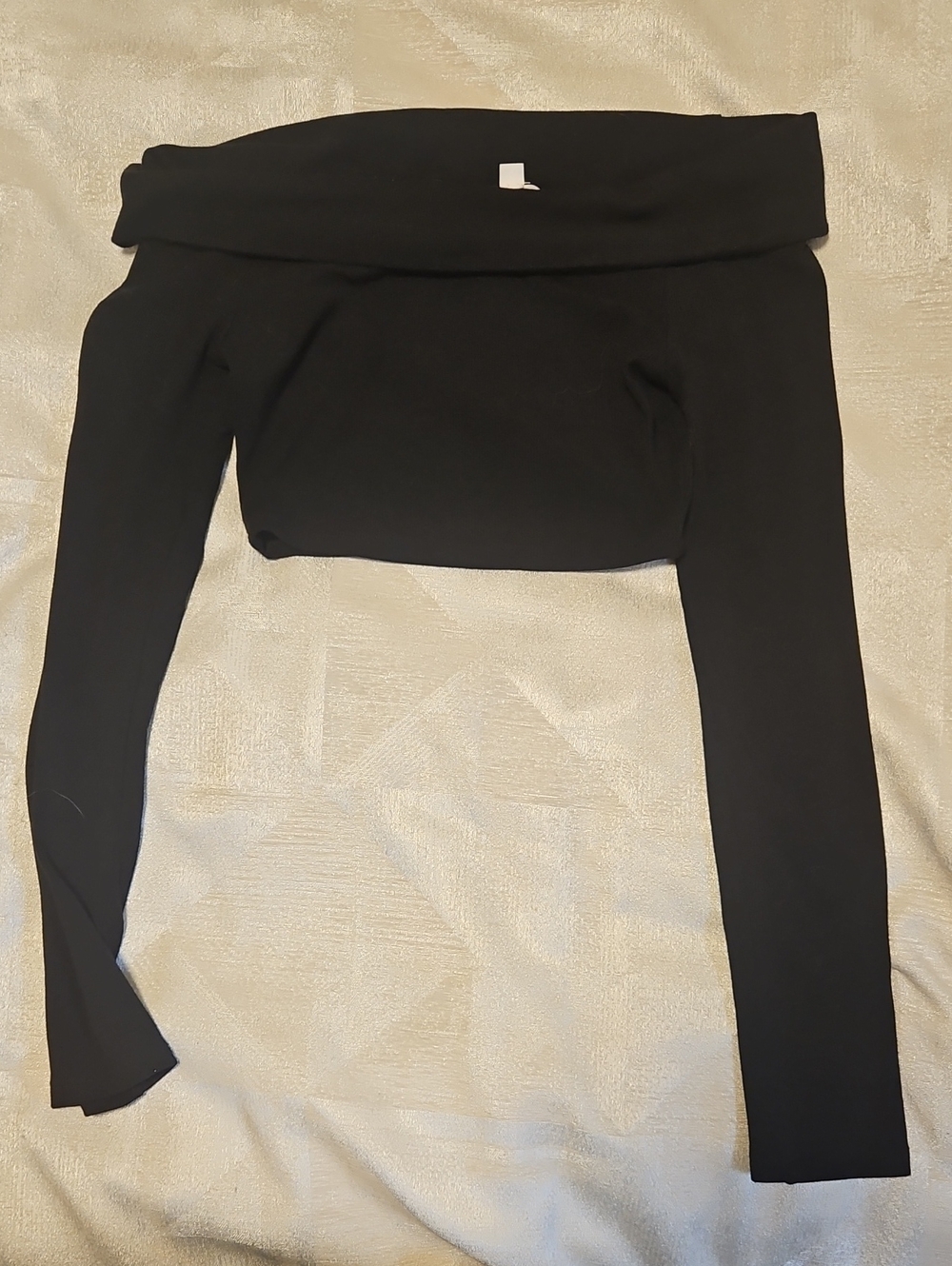 Garage Black Off-Shoulder Long Sleeve Crop Top